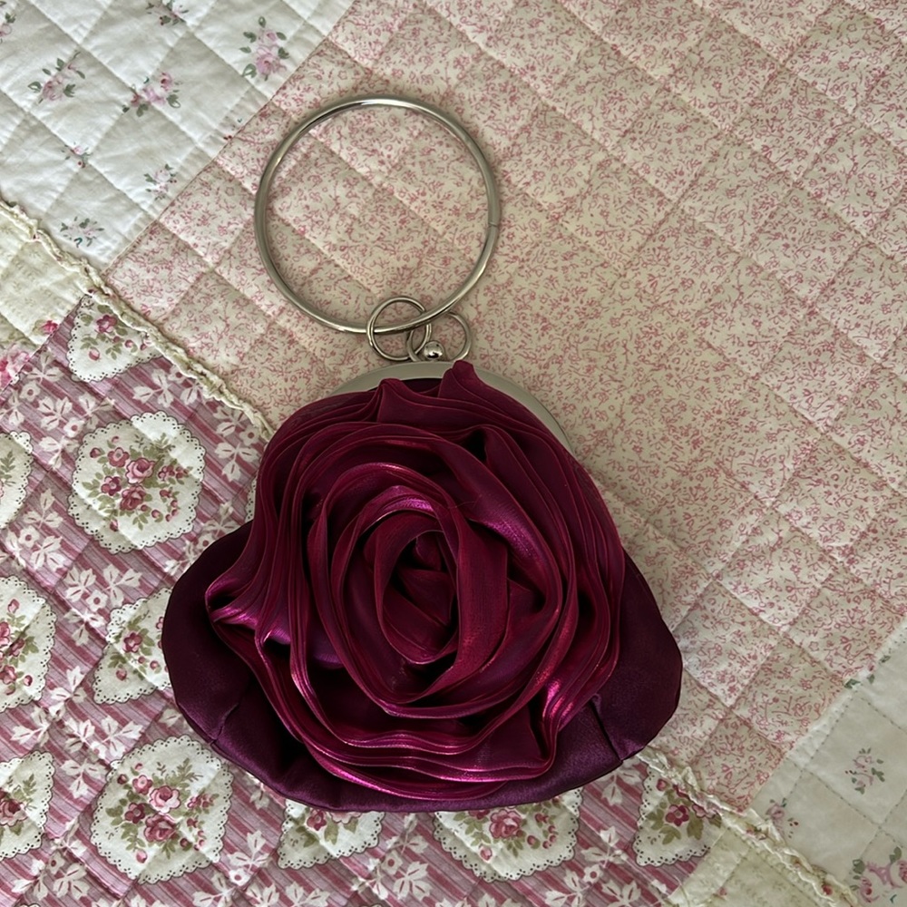 Maroon Rose Clutch Purse